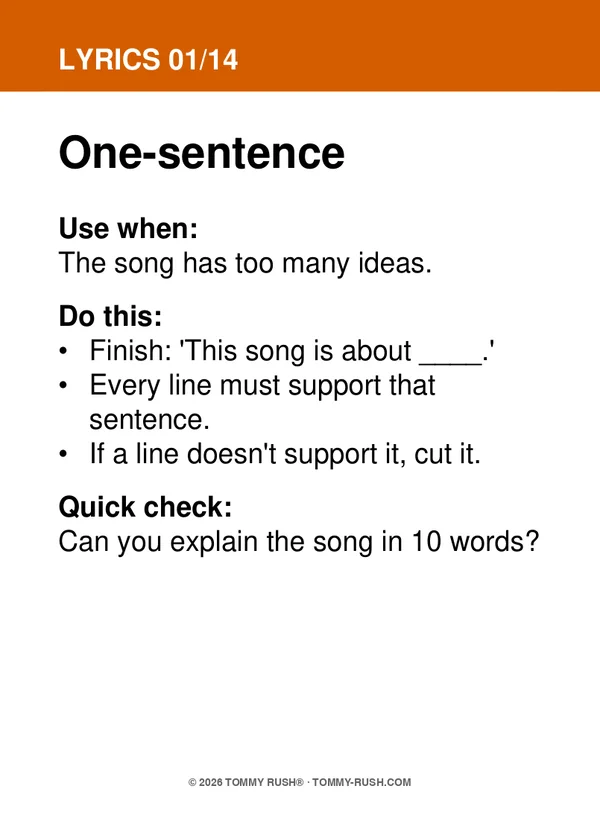 Session Card · LYRICS: One-Sentence